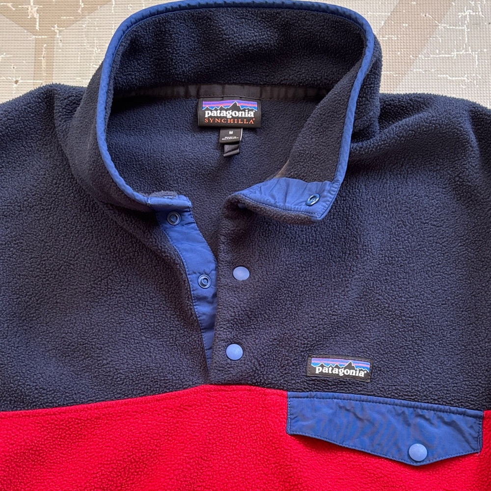 Patagonia Synchilla Navy and Red Fleece